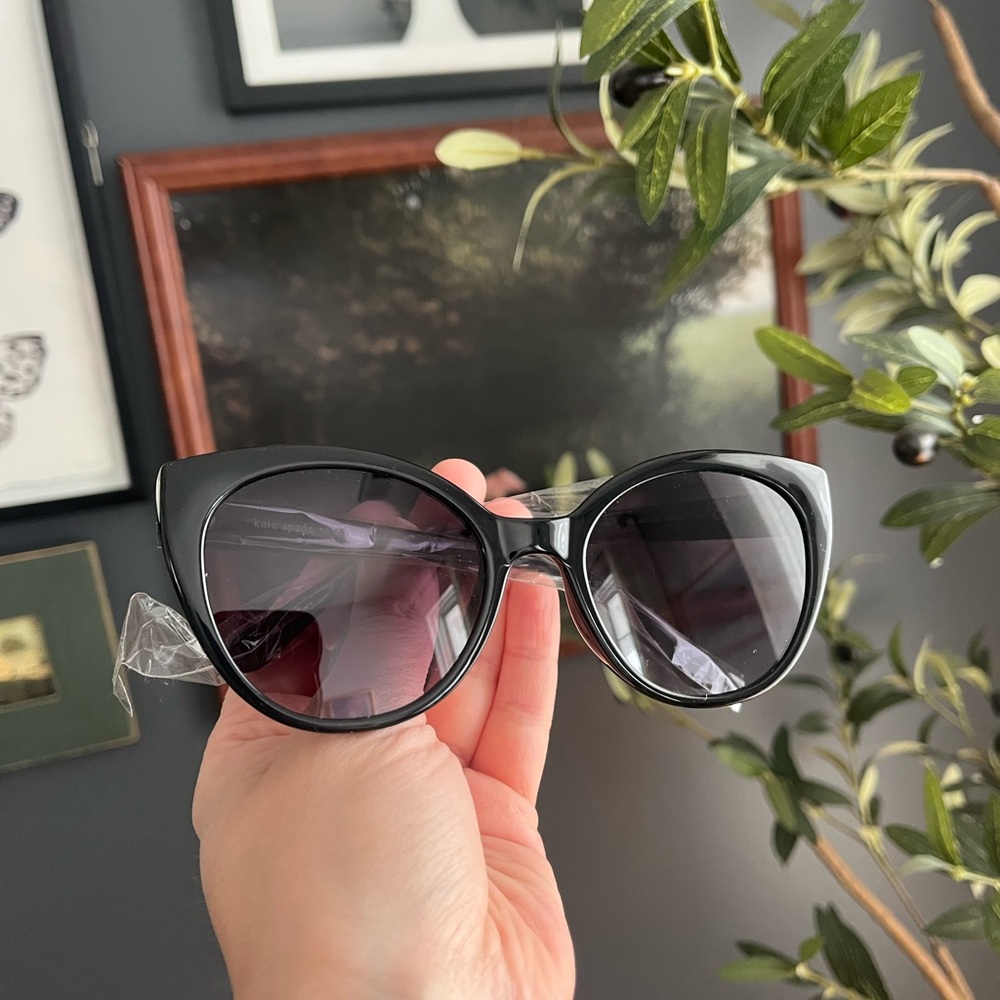 Chic Black Cat-Eye Sunglasses-Kate Spade - Picture 3 of 5